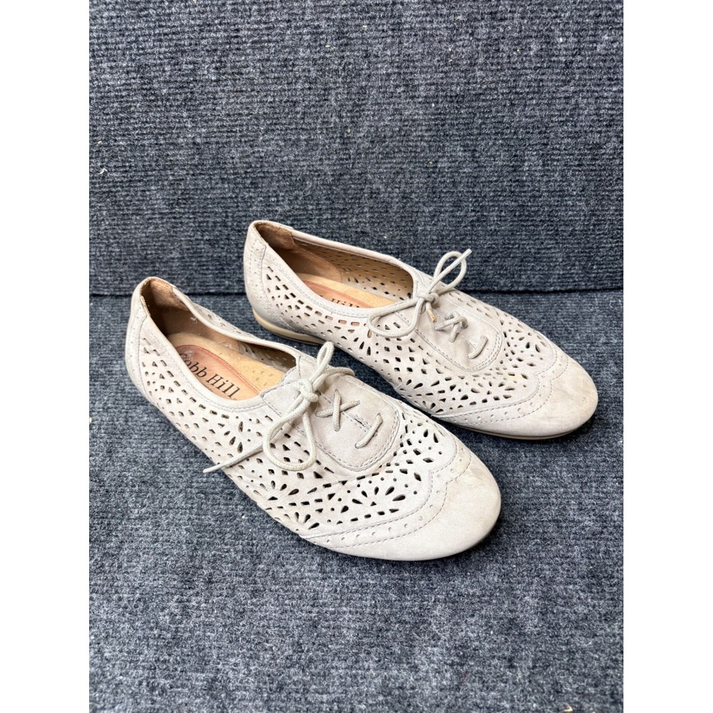 Cobb Hill New Balance Women Leather Laser Cut Oxford Flats Beige CBR03GR Size 8M